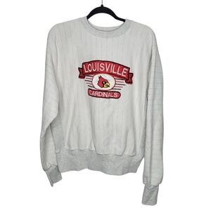 Vintage 90s Louisville Cardinals Striped Crewneck Sweatshirt Size Medium
